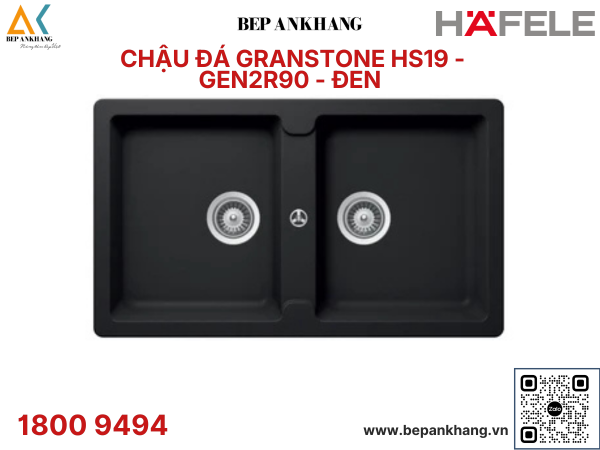 CHẬU ĐÁ GRANSTONE HAFELE MÀU ĐEN HS19 - GEN2S90 570.36.300